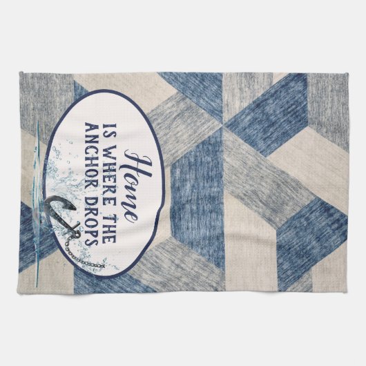 Nautische Anker mit Zitat Geschirrtuch (Horizontal)