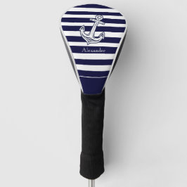 Nautische Anker Navy Blau und Weiße Streifen Golf Headcover