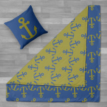 Nautische Anker Navy Blue und Gold reversible