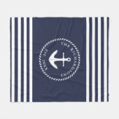 Nautische Anker Navy Blue und White Stripes Custom Fleecedecke (Vorderseite (Horizontal))