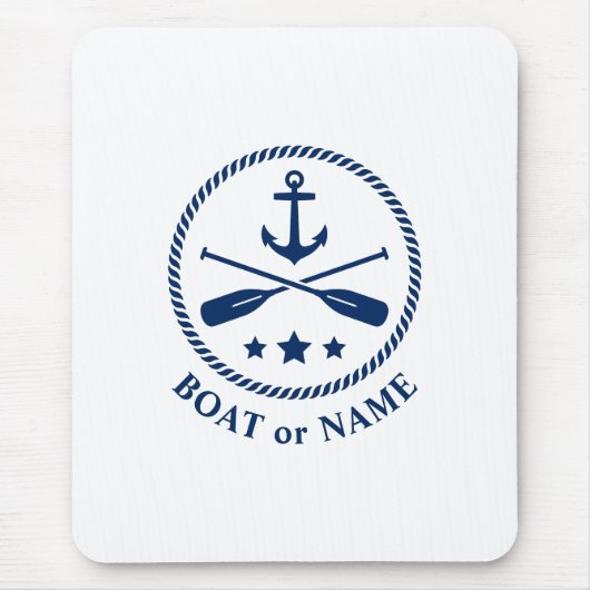Nautische Anker & Oars Ihr Schiff oder Name Navy B Mousepad (Vorne)