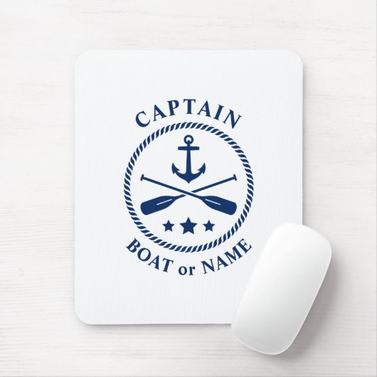 Nautische Anker & Oars mit Captain Boat oder Name Mousepad (Mit Mouse)