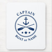 Nautische Anker & Oars mit Captain Boat oder Name Mousepad (Vorne)