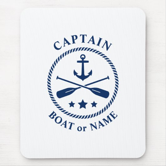 Nautische Anker & Oars mit Captain Boat oder Name Mousepad (Vorne)