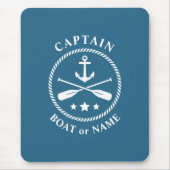 Nautische Anker & Oars mit Captain Boat oder Name Mousepad (Vorne)