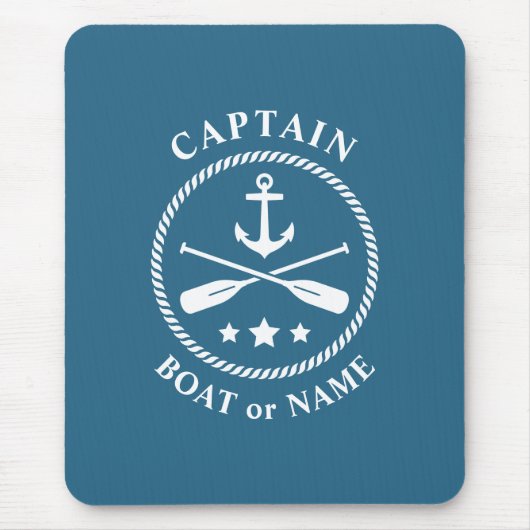 Nautische Anker & Oars mit Captain Boat oder Name Mousepad (Vorne)