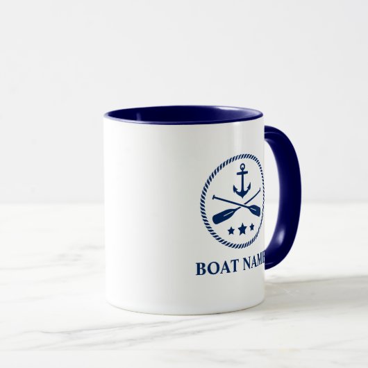 Nautische Anker & Oars: Schiff oder Name hinzufüge Tasse (VorderseiteRechts)