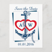 Nautische Anker-Save the Date Postkarten Angepasst (Vorderseite)