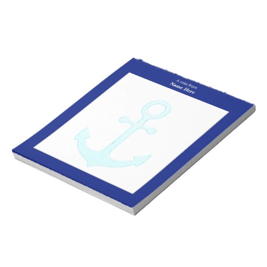 Nautische Anker und Blauer Rahmen einfach Notizblock (Rotiert)