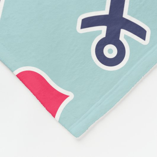 Nautische Anker und Herz-Muster Fleecedecke (Ecke)