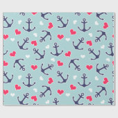 Nautische Anker und Herz-Muster Geschenkpapier (Flach)