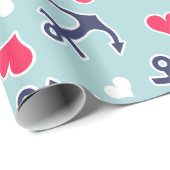 Nautische Anker und Herz-Muster Geschenkpapier (Rolleneckpunkt)