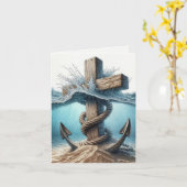 Nautische Anker und Kreuz im Meer Karte (Gelbe Blume)