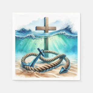 Nautische Anker und Kreuz im Meer Serviette