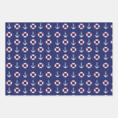 Nautische Anker- und Schiffsmuster auf marineblau Geschenkpapier Set (Vorderseite 3)