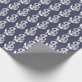Nautische Anker und Seile in blau und weiß Geschenkpapier (Ecke)