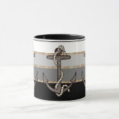 Nautische Anker und Seile (schwarzer Verlauf) Tasse (Zentrum)
