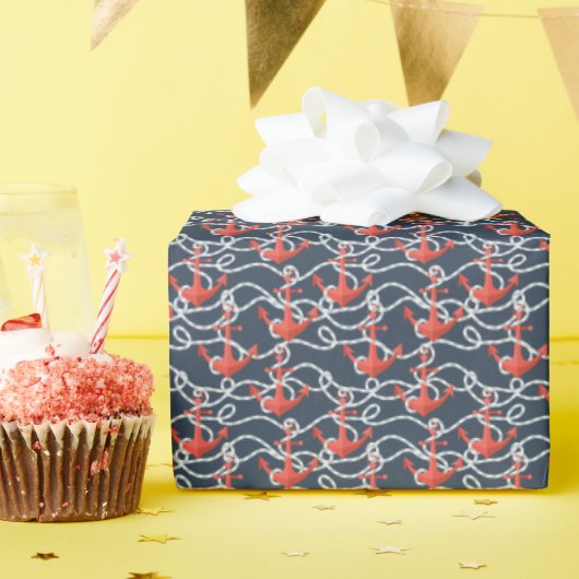 Nautische Anker und Seilmuster Geschenkpapier (Geburtstagsparty)
