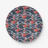 Nautische Anker und Seilmuster Pappteller (Vorderseite)