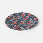 Nautische Anker und Seilmuster Pappteller (Schrägansicht)