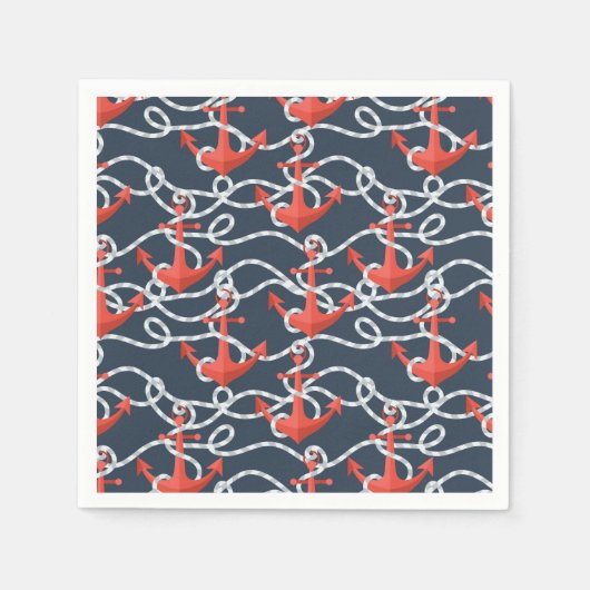 Nautische Anker und Seilmuster Serviette (Vorderseite)