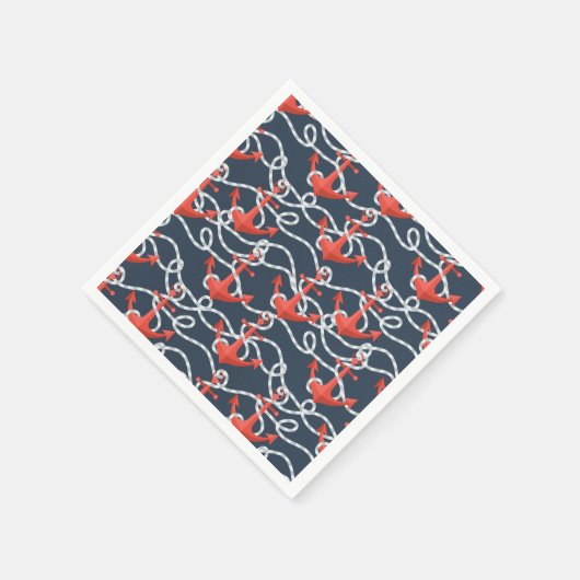 Nautische Anker und Seilmuster Serviette (Ecke)