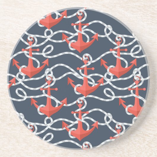 Nautische Anker und Seilmuster Untersetzer (Vorne)