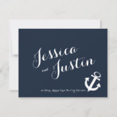 Nautische Anker- und Seilreaktion Marine und Blush RSVP Karte (Rückseite)