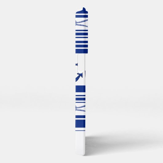 Nautische Anker und Streifen mit Namen iPhone Hülle (Rechte Seite)