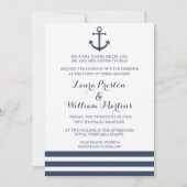 Nautische Anker- und Streifenhochzeit Einladung (Vorderseite)