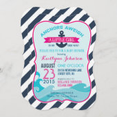 Nautische Anker- und Stripe-Babydusche Einladung (Vorne/Hinten)