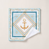 Nautische Anker und Waves Badhandtuch Set (Waschlappen)