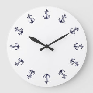 Nautische Anker, weiße Hintergrunduhr Große Wanduhr