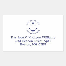 Nautische Ankerblauer Monogramm-Rücksendeadresse Rechteckiger Aufkleber