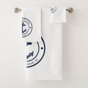 Nautische Ankerbootname Navy Blue Boote kundenspez Badhandtuch Set