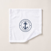 Nautische Ankerbootname Navy Blue Boote kundenspez Badhandtuch Set (Waschlappen)
