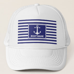 Nautische Ankerdesign Navy Blue Striping Hut Truckerkappe