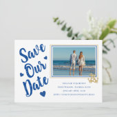 Nautische AnkerFoto Rette unsere Datumskarten Einladung (Stehend Vorderseite)