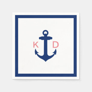 Nautische Ankerinitials einfache Hochzeit an der G Serviette