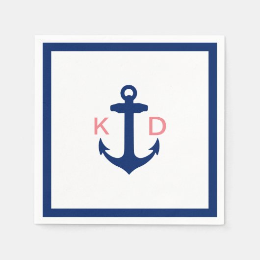 Nautische Ankerinitials einfache Hochzeit an der G Serviette (Vorderseite)