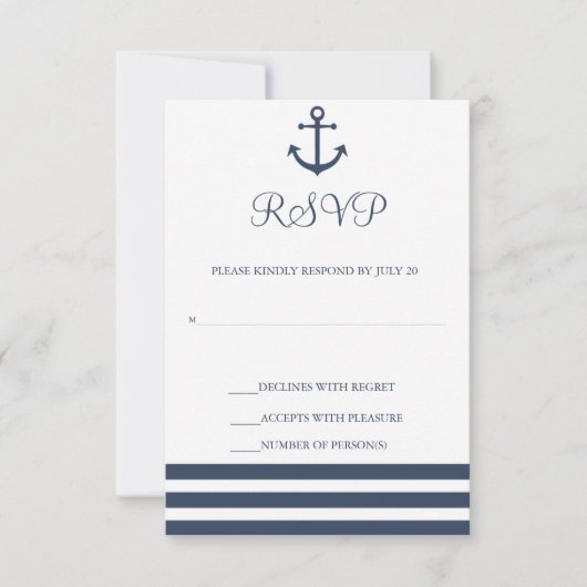 Nautische Ankerkarte und Streifenkarte für die Hoc RSVP Karte (Vorderseite)