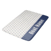 Nautische Ankerküste Streifen Navy Blue Creme Badematte (Schrägansicht)
