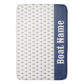 Nautische Ankerküste Streifen Navy Blue Creme Badematte (Vorderseite Vertikal)