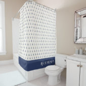 Nautische Ankerküste Streifen Navy Blue Creme Duschvorhang (Beispiel)