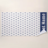Nautische Ankerküste Streifen Navy Blue Creme Strandtuch (Vorderseite)