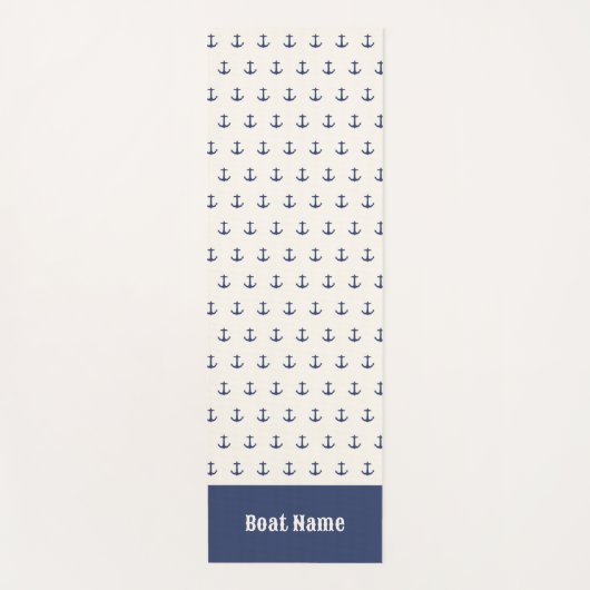 Nautische Ankerküste Streifen Navy Blue Creme Yogamatte (Vorderseite)