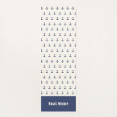 Nautische Ankerküste Streifen Navy Blue Creme Yogamatte (Rückseite)