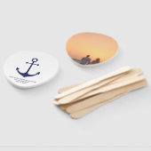 Nautische Ankermonogramm Foto Marine Blue Wedding Fächer (Non-assembled)