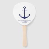 Nautische Ankermonogramm Foto Marine Blue Wedding Fächer (Vorderseite)