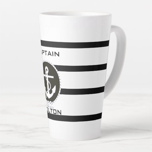 Nautische Ankermonogramm-Latte-Tasse Milchtasse (Rechte Ecke)